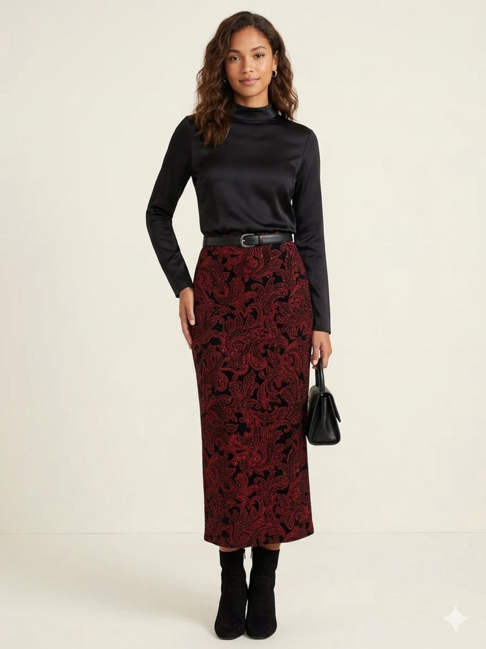 Vtg Y2K Mirasol Whimsigoth Shimmer Paisley Maxi Skirt L